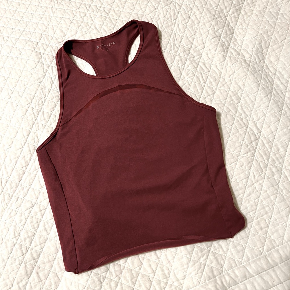 Athleta Maroon Racerback Crop Tank